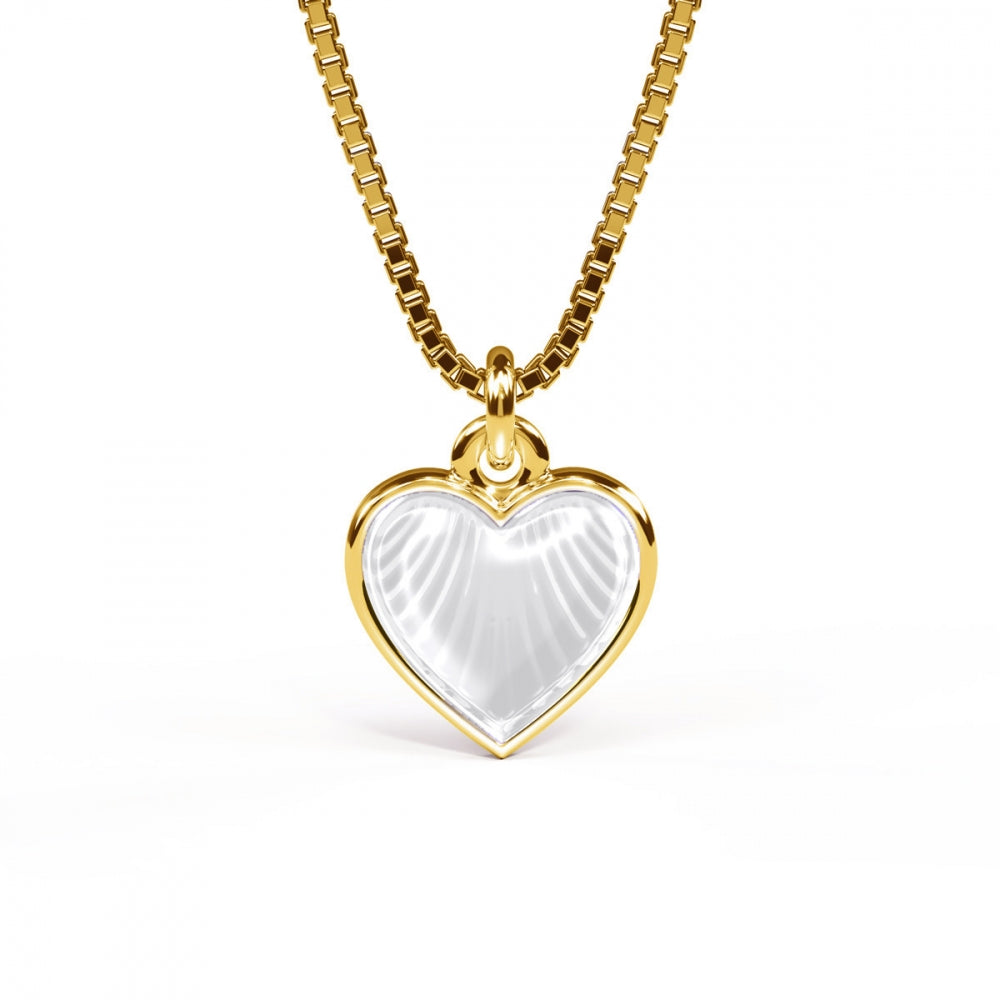 Halskjede i forgylt sølv 11 mm, Hvitt hjerte