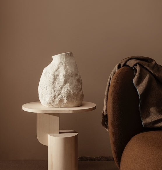 Vulca Vase Medium, Off-White Stone
