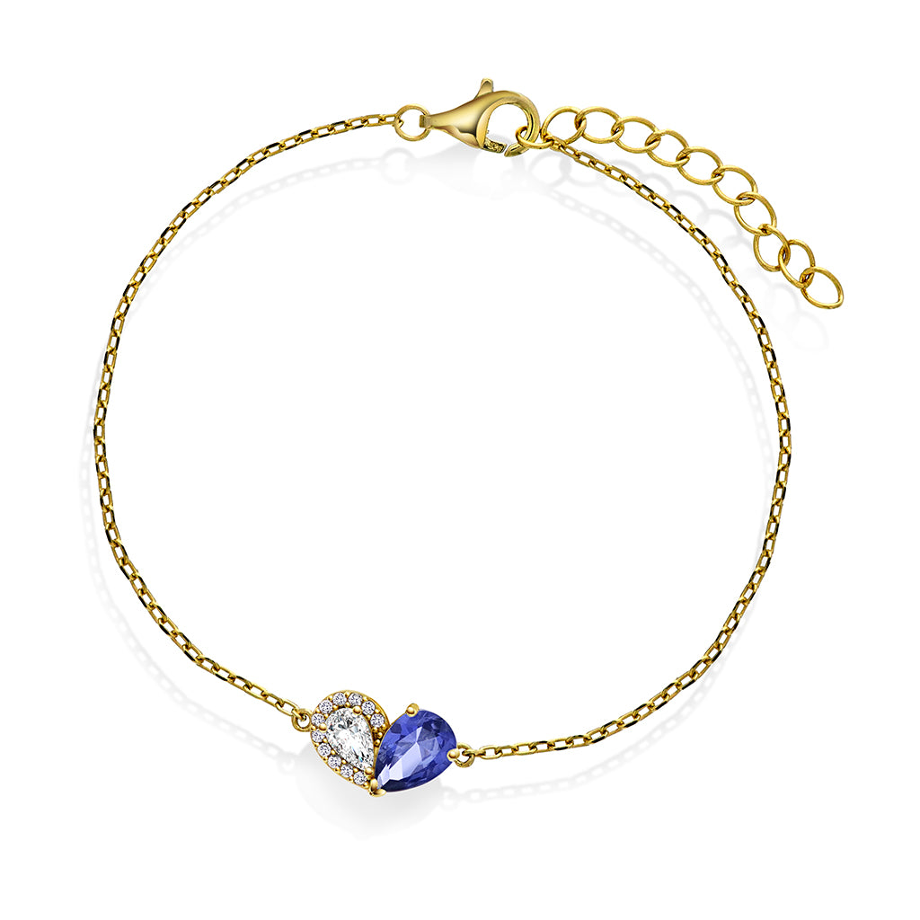 Sammen armbånd i sølv med blå/hvit zirkonia