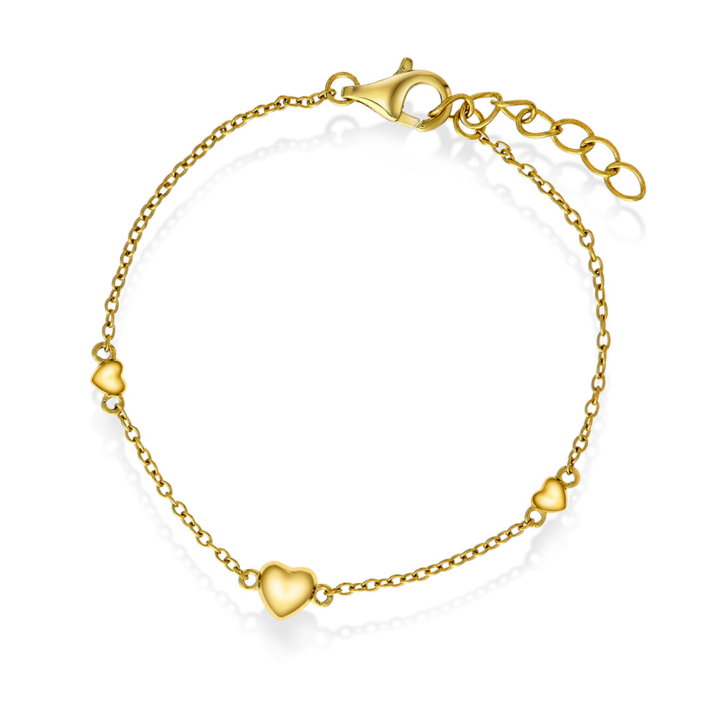 Prins & Prinsesse Armbånd i forgylt sølv med hjerter