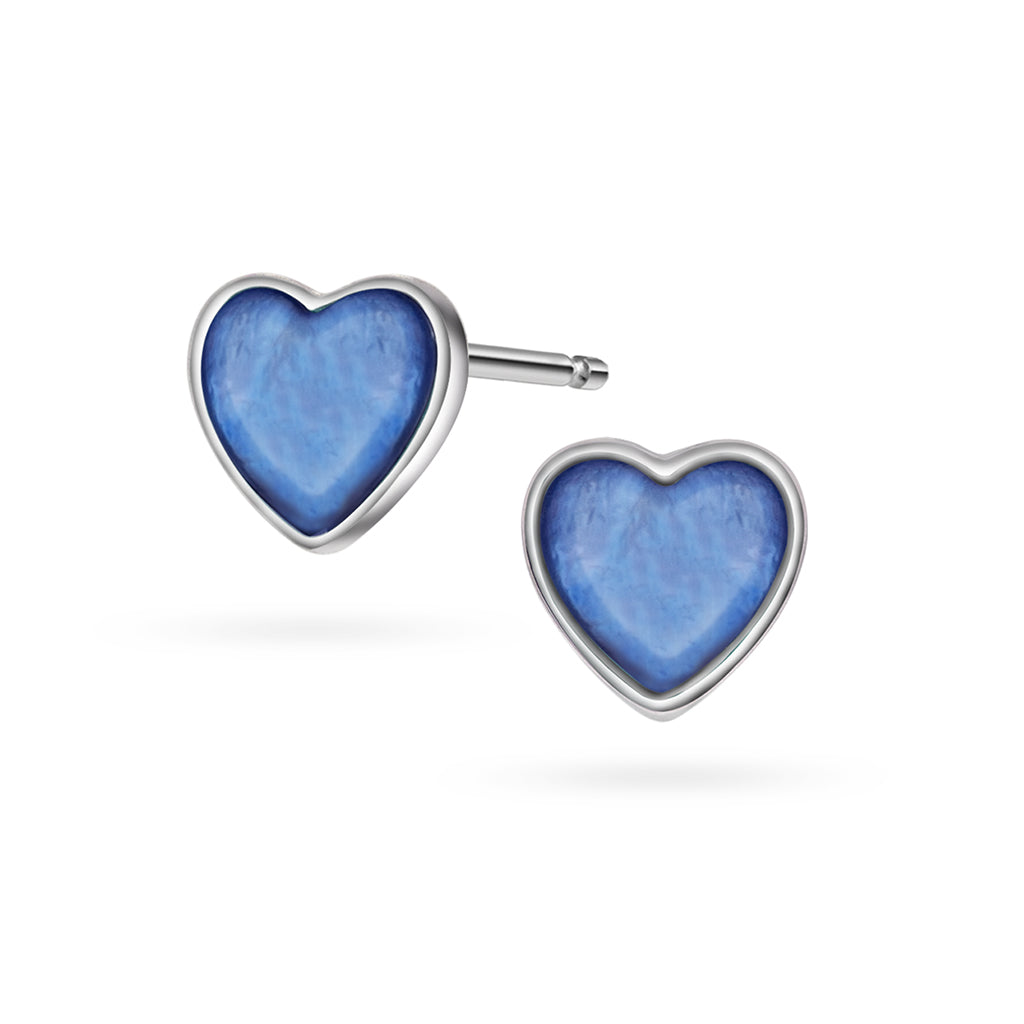 Prins & Prinsesse Øredobber i sølv med blått hjerte