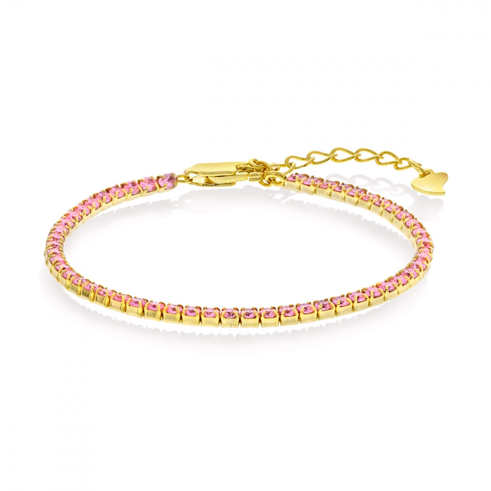 Armbånd i forgylt sølv, Rosa zirkonia