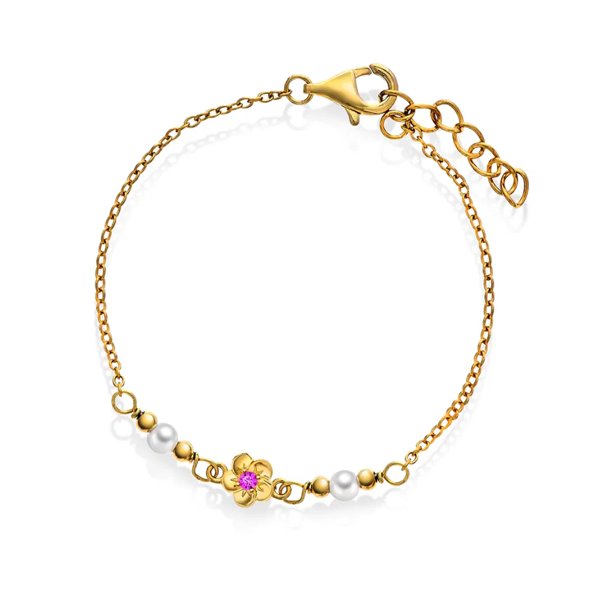 Armbånd i sølv med zirkonia, blomster