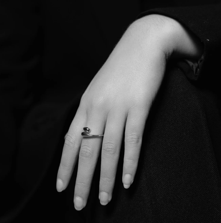 Edge ring i sølv, Justerbar