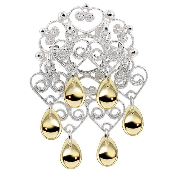 Pia & Per Barnesølje, hvit m/heng og forgylte løv