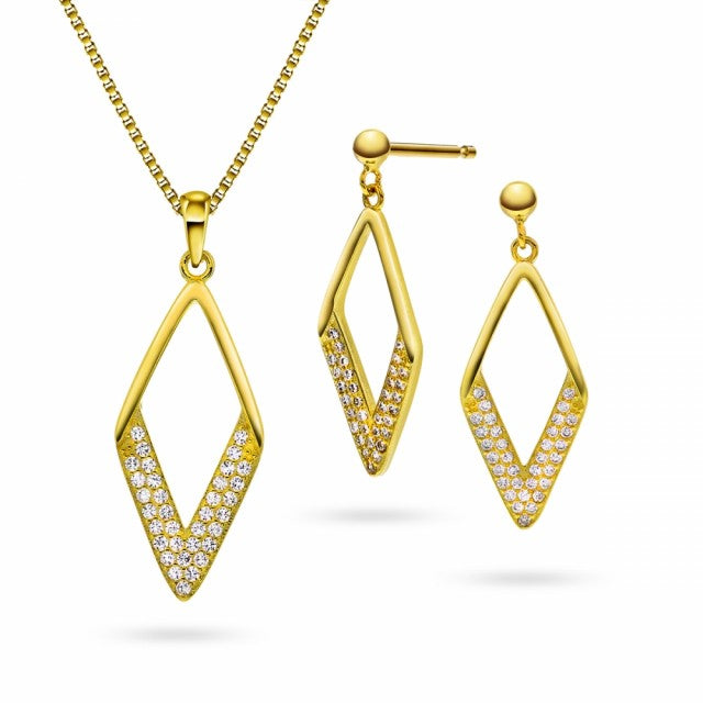 Smykkesett i sølv med zirkonia