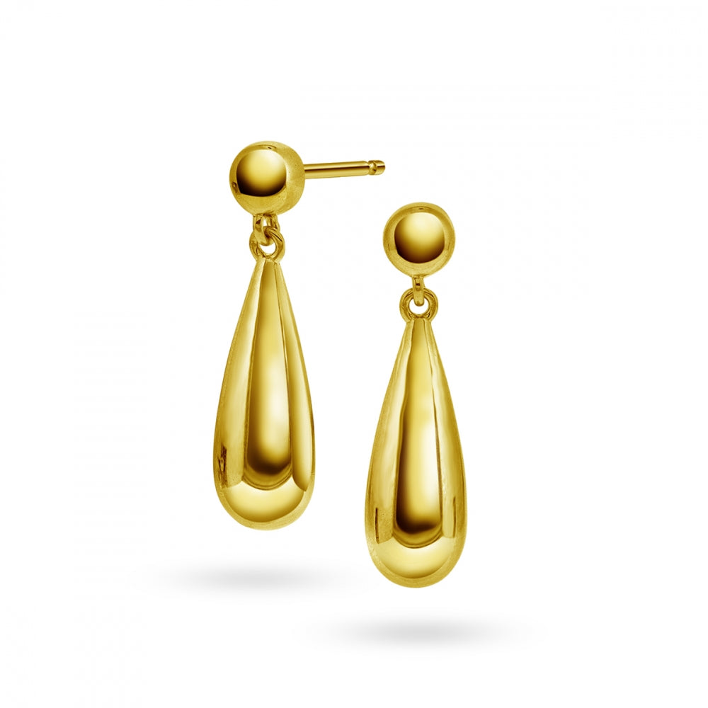 Øredobber i forgylt sølv, dråpe 22mm