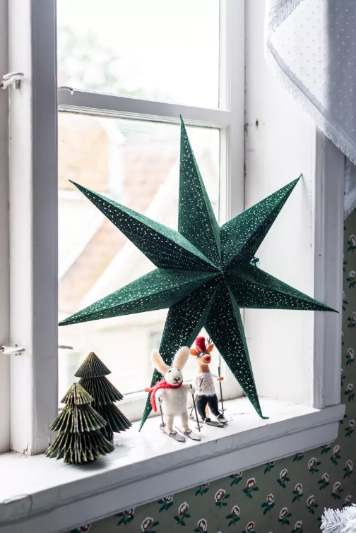 Julestjerne Velour 60cm, Grønn