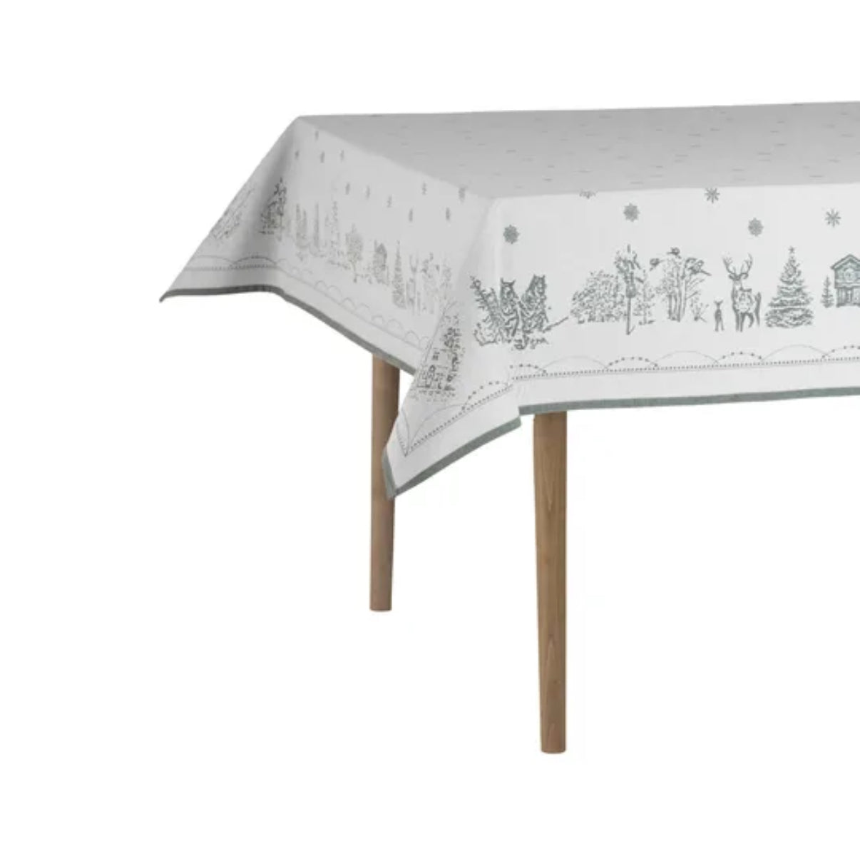 Wik & Walsøe Julemorgen damaskduk 140x240cm, hvit/grønn