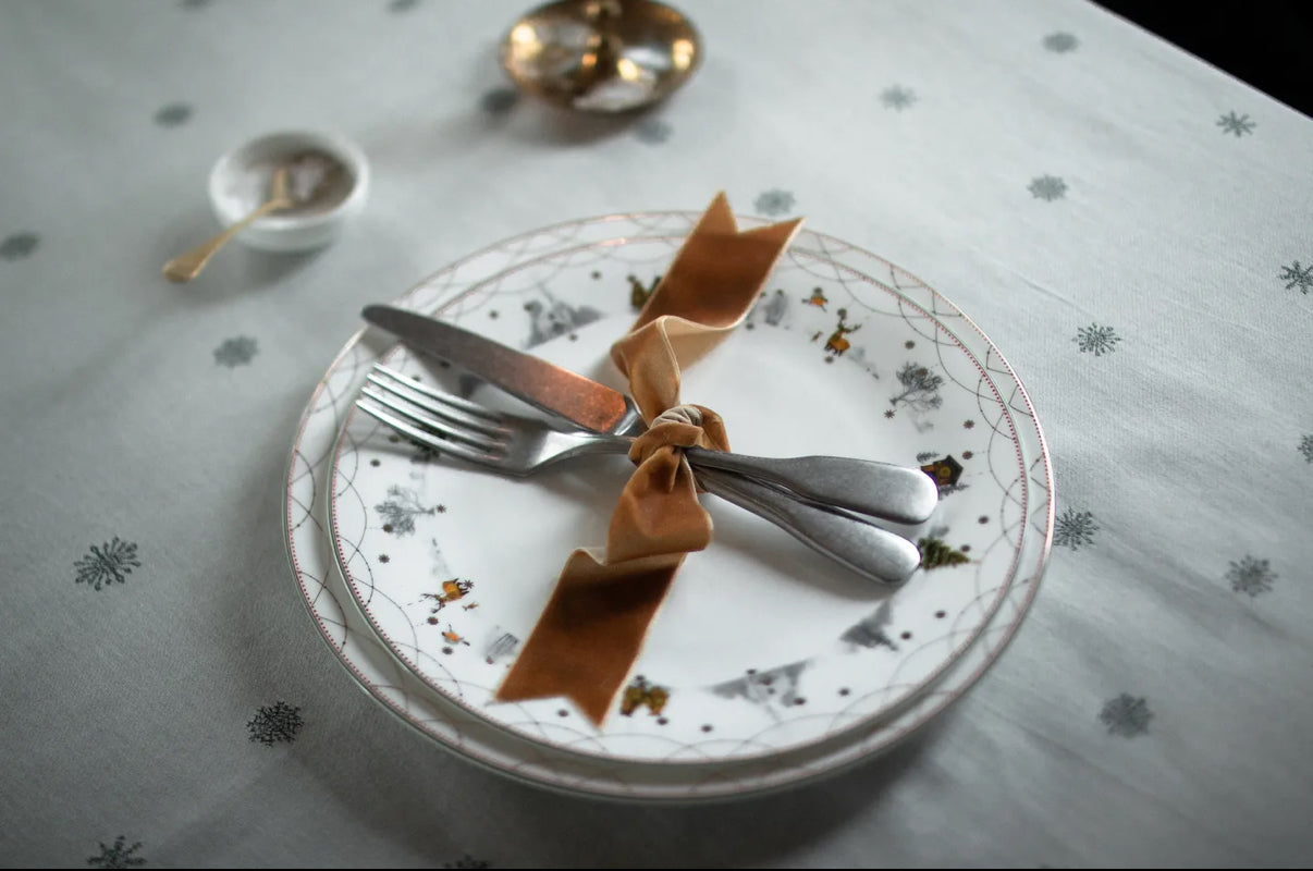 Wik & Walsøe Julemorgen damaskduk 140x240cm, hvit/grønn