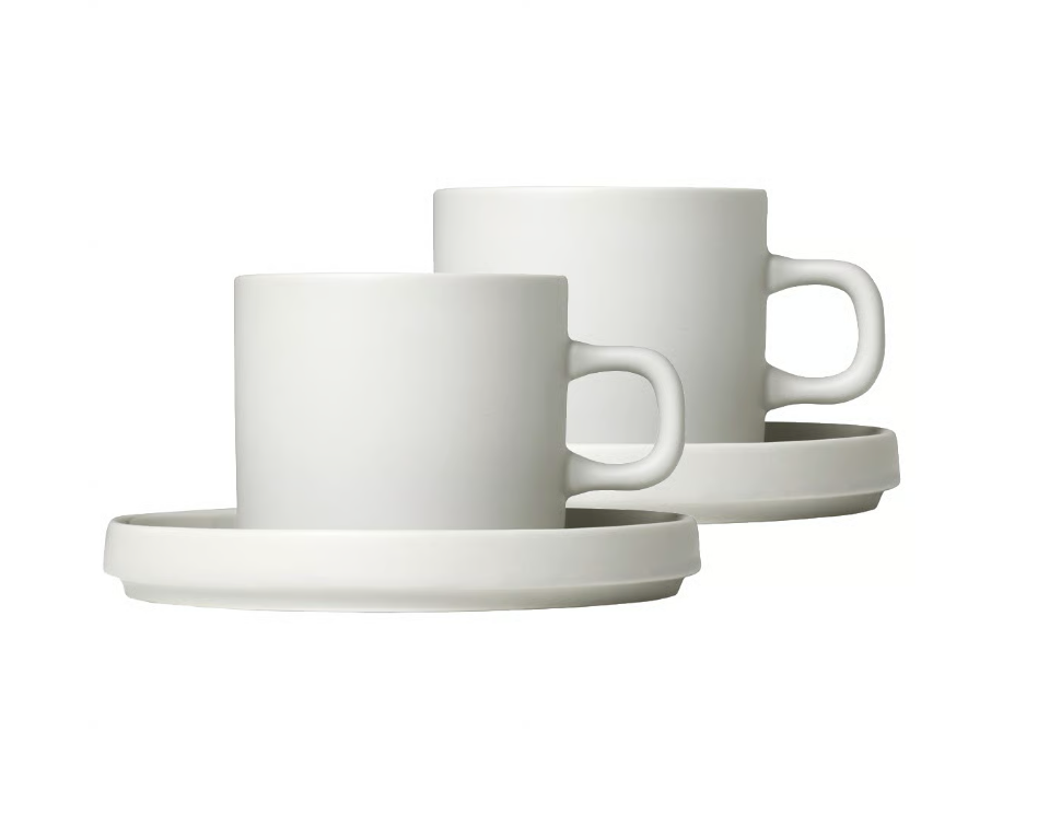 Pilar kaffekopp med fat 2-stk.