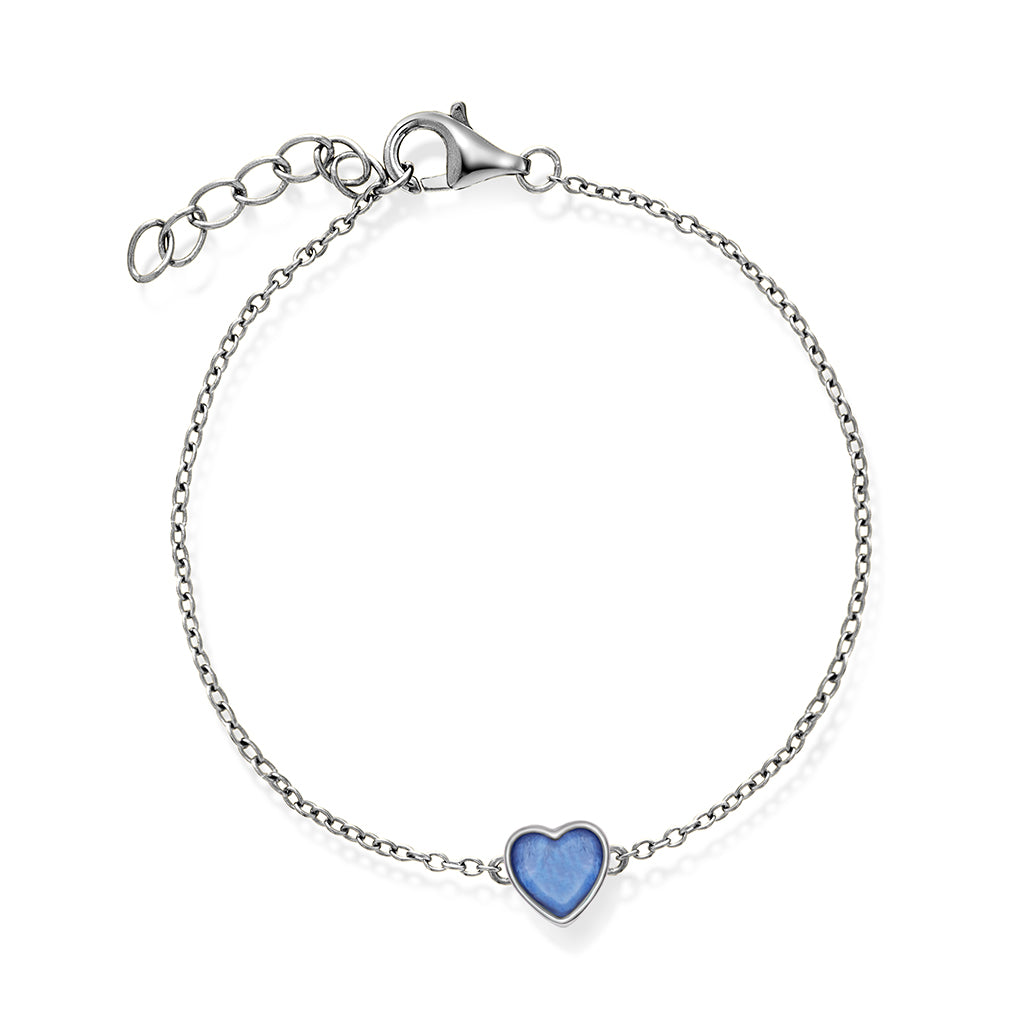 Prins & Prinsesse Armbånd i sølv med blått hjerte