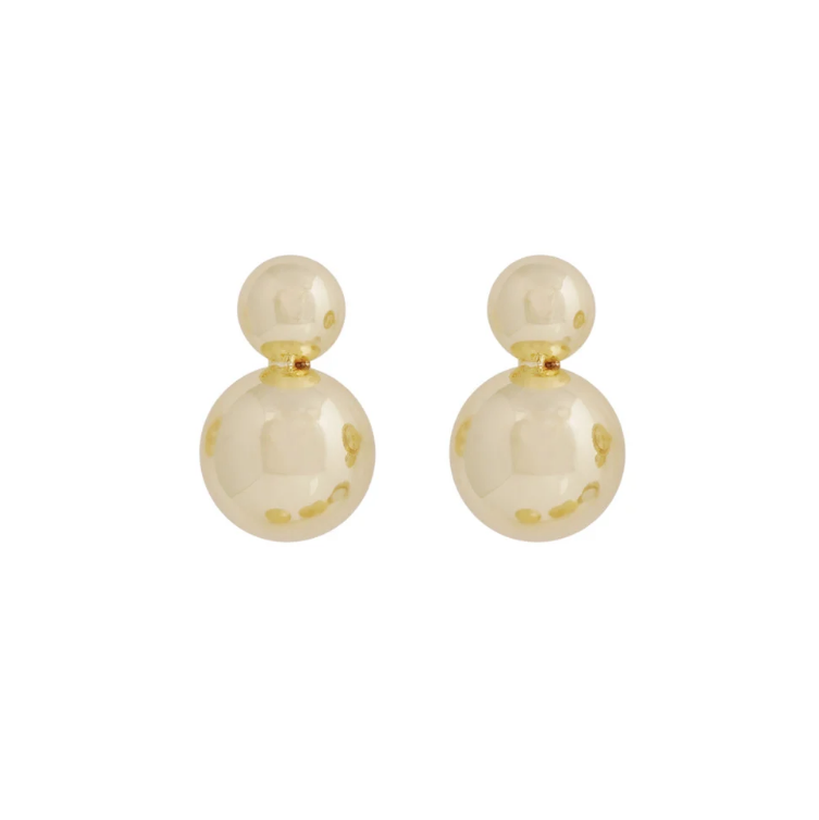 Bennet small double øredobber, forgylt