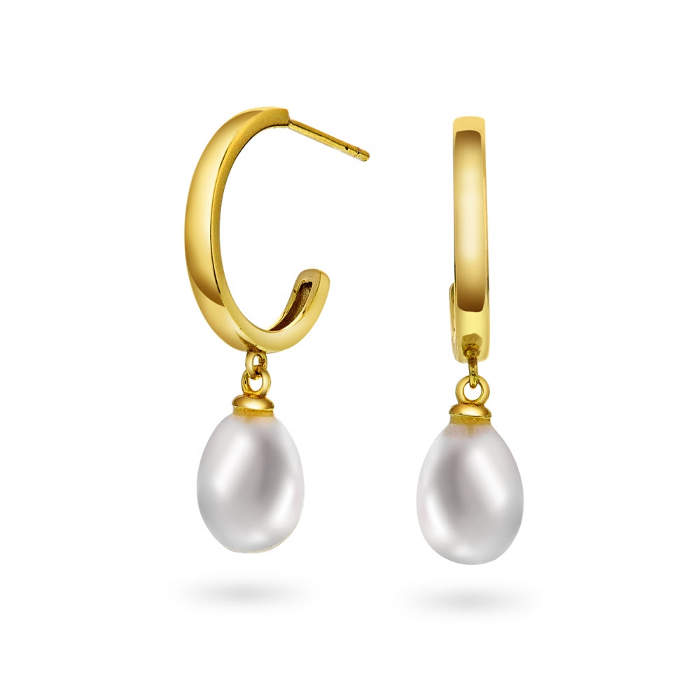Øredobber i forgylt sølv med ferskvannsperle