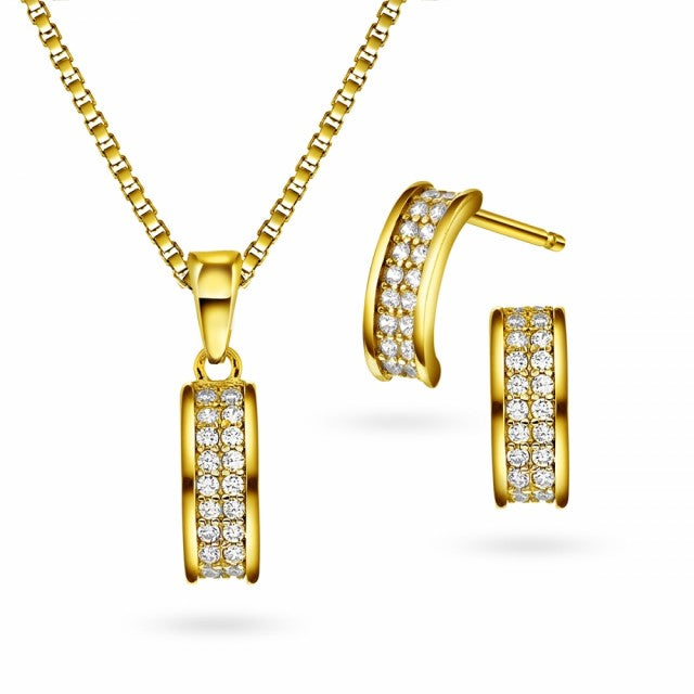 Smykkesett i sølv med zirkonia