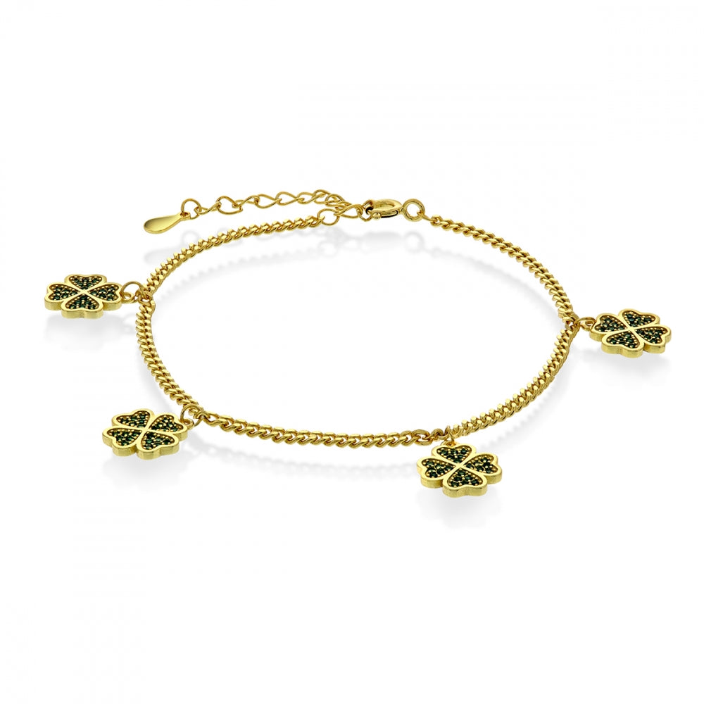 Armbånd i forgylt sølv, Firkløver