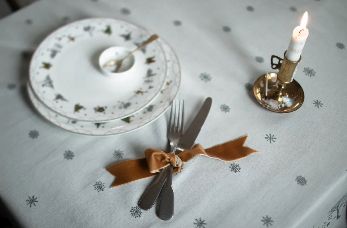 Wik & Walsøe Julemorgen damaskduk 140x240cm, hvit/grønn