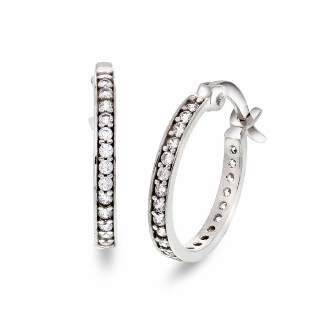 Øreringer i gull med zirkonia