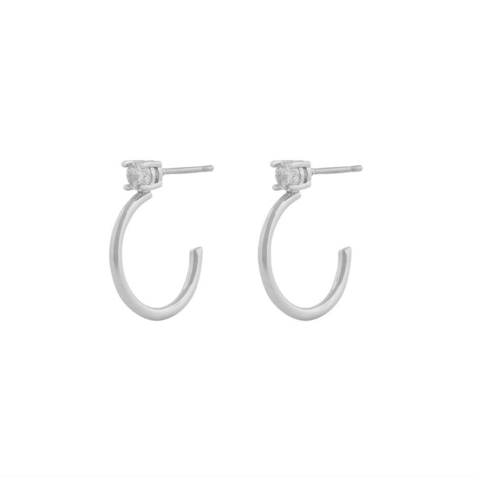 DUO SMALL FORSØLVET ØREDOBBER MED ZIRKONIA