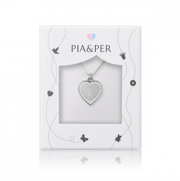 Pia & Per HALSKJEDE I SØLV, HVITT HJERTE 14MM