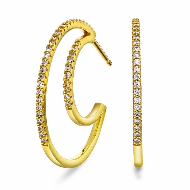 Øreringer i forgylt sølv med zirkonia