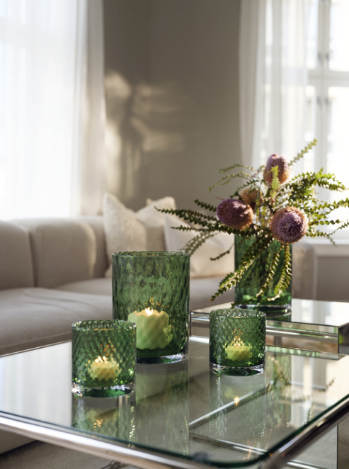 Harlekin Lykt/Vase 24cm, Grønn