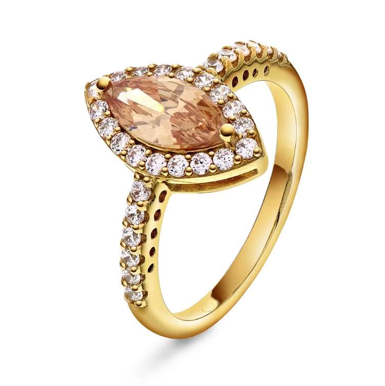 Rose Ring i forgylt sølv, Champagne