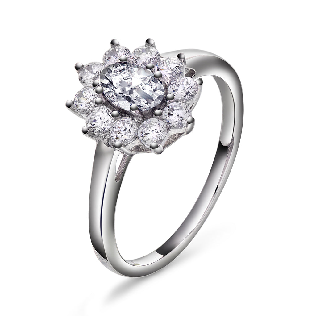 Royal ring i sølv med  hvit zirkonia