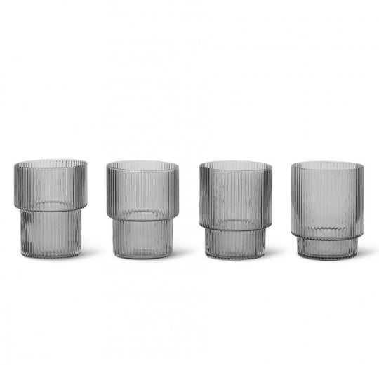 Ripple Glasses 4 stk, Smoked grey
