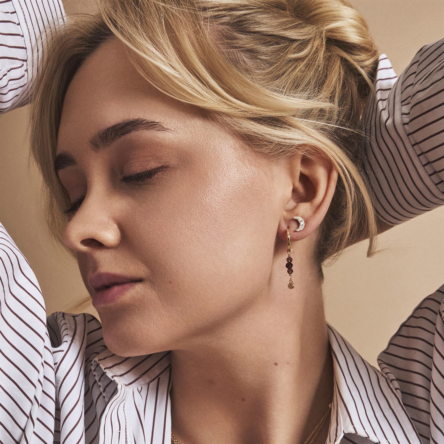 Fairy øreringer i sølv, dyp plomme