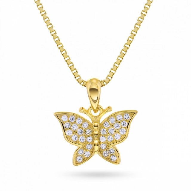 Smykke i forgylt sølv med zirkonia, Sommerfugl