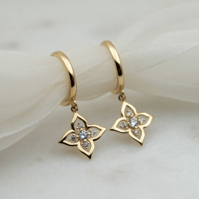 Øreringer i gull med zirkonia