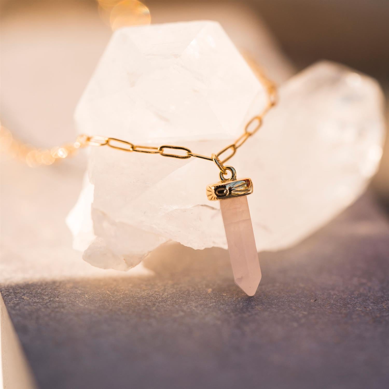 GUIDANCE PENDELSMYKKE SØLV, ROSENKVARTS