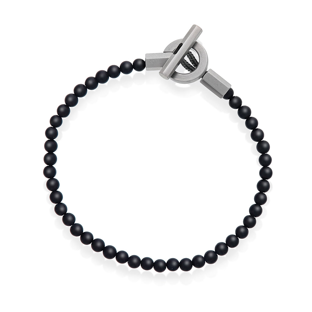 Bear Armbånd i stål med sort agat