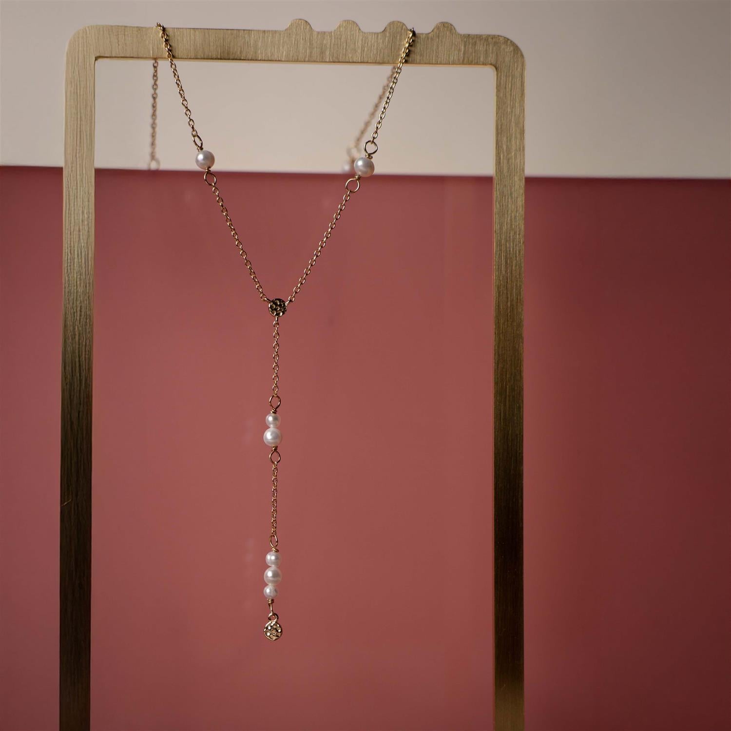 Fairy y-smykke i sølv med perler