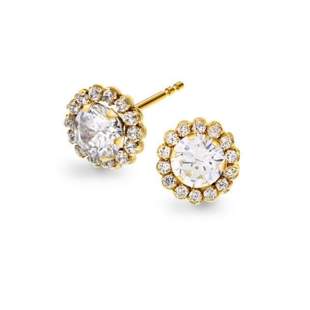 Øredobber i gull med zirkonia