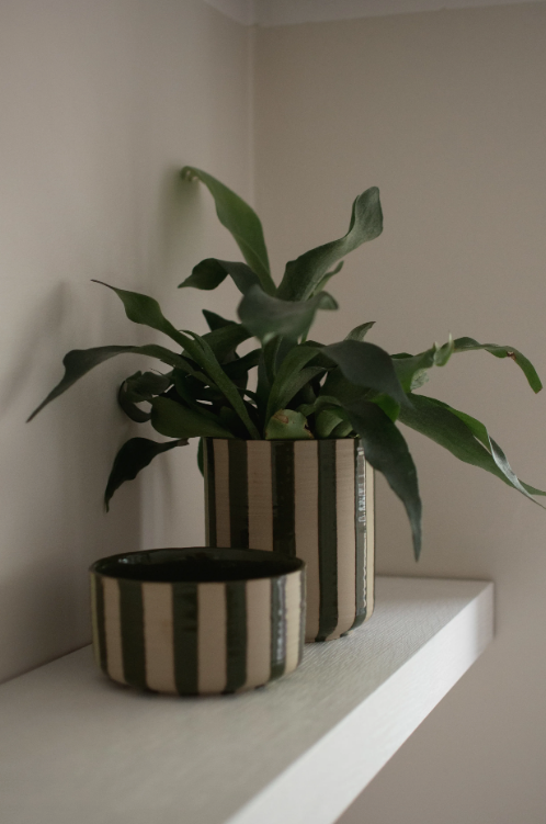 LINE POTTE 14X16 CM, STRIPE GREEN