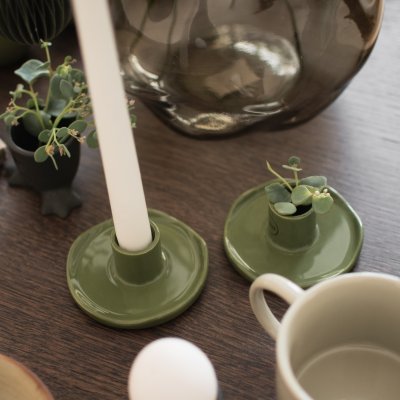 Wave Candle, Shiny Green