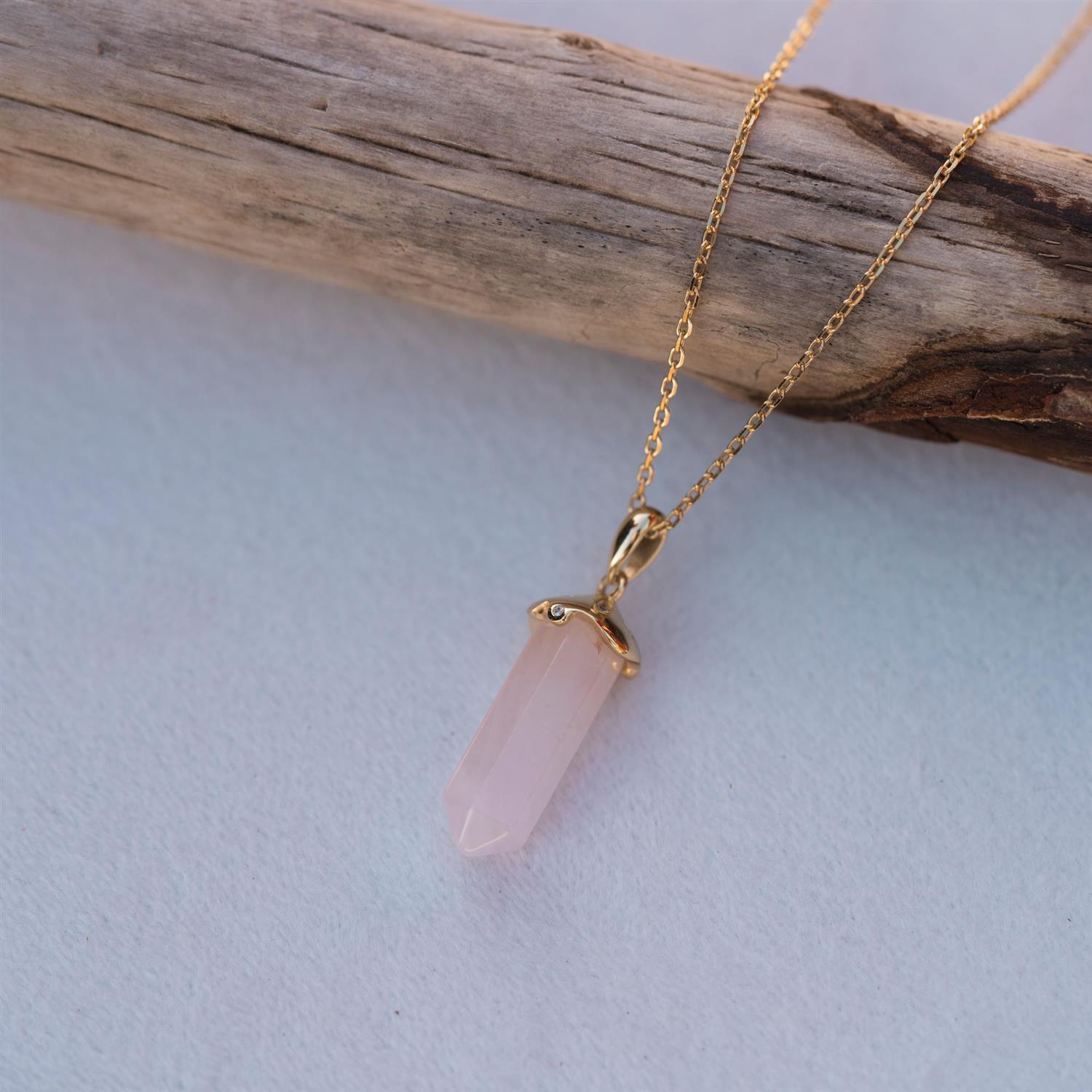 INTUITION PENDELSMYKKE SØLV, ROSENKVARTS