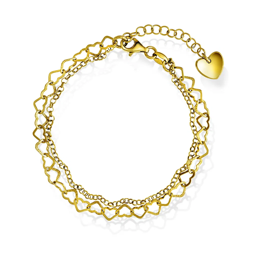 Armbånd i forgylt sølv, hjerter