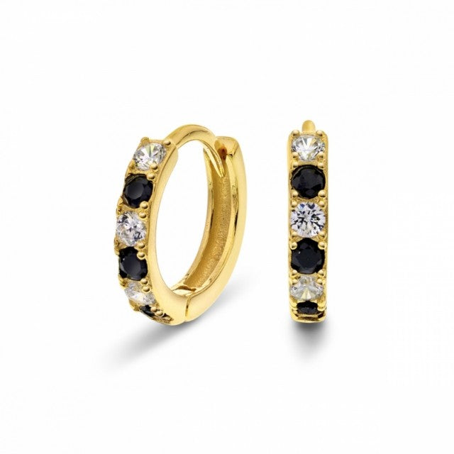 Øreringer i sølv med svart zirkonia