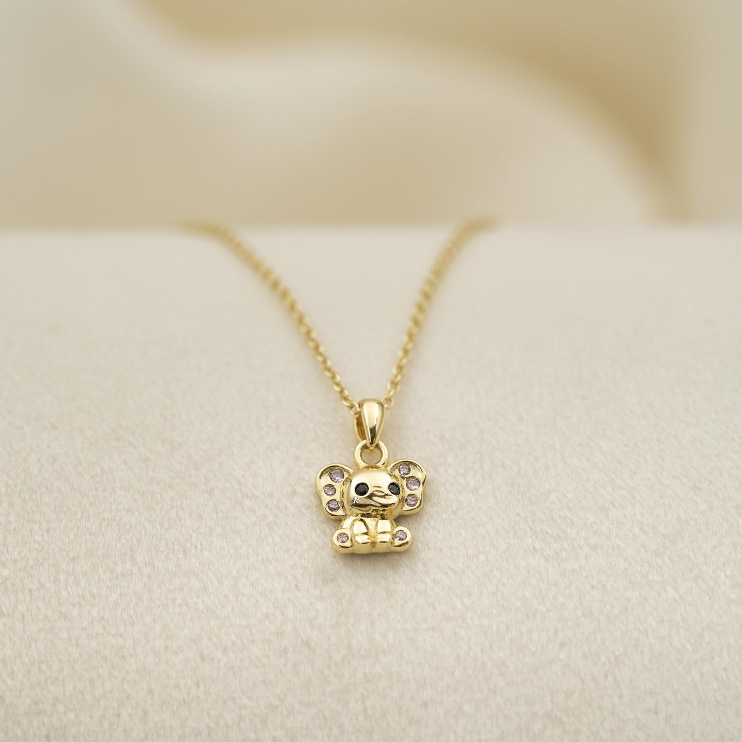 Prins & Prinsesse Smykke i forgylt sølv med zirkonia, elefant