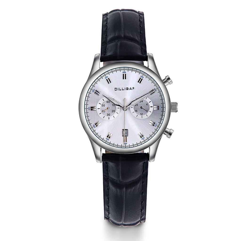 HERREKLOKKE MED SORT SKINNREM