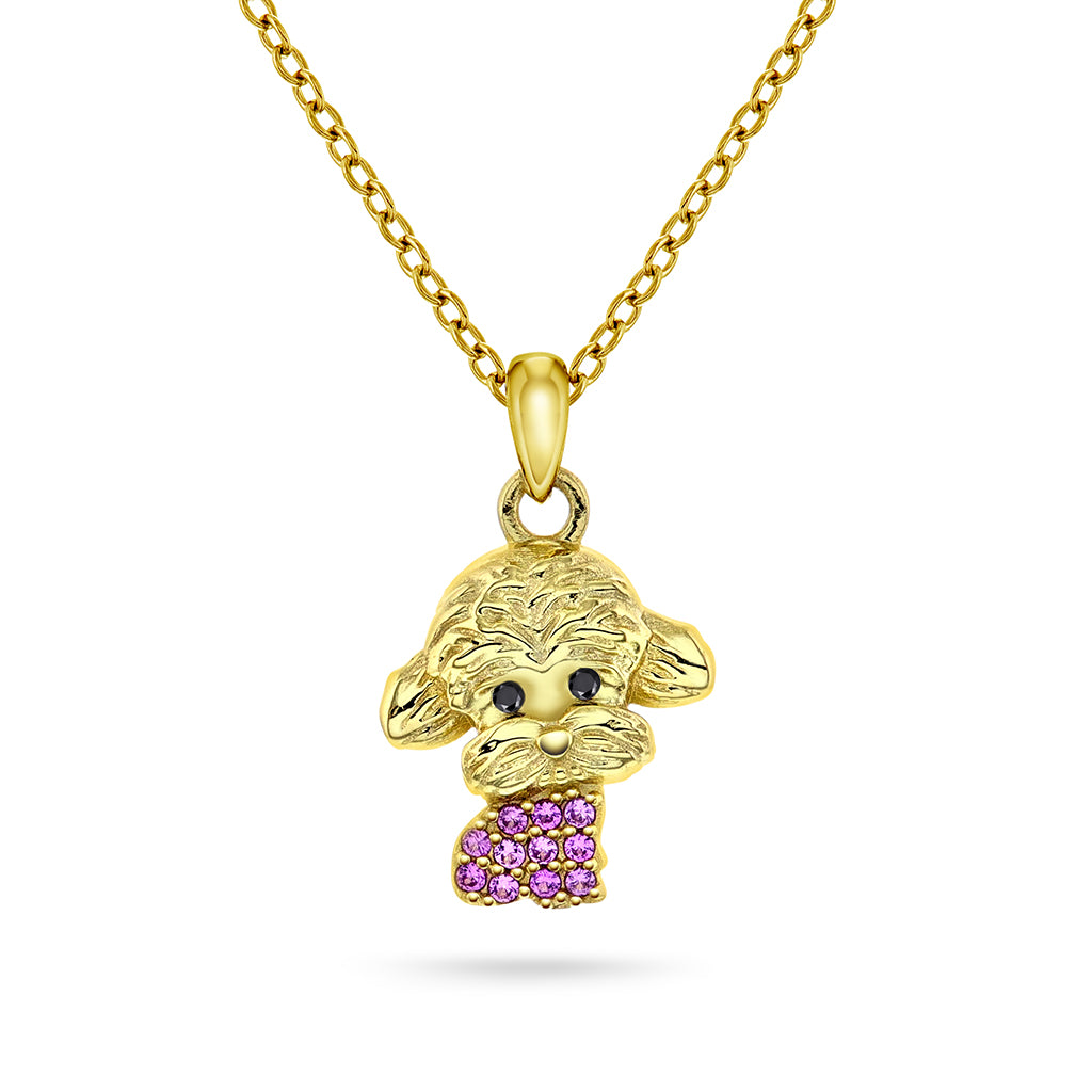 Prins & Prinsesse Smykke i forgylt sølv med zirkonia, hund
