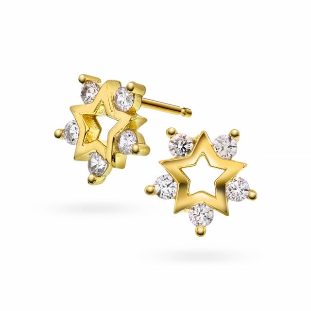 Øredobber i forgylt sølv med zirkonia, Stjerne