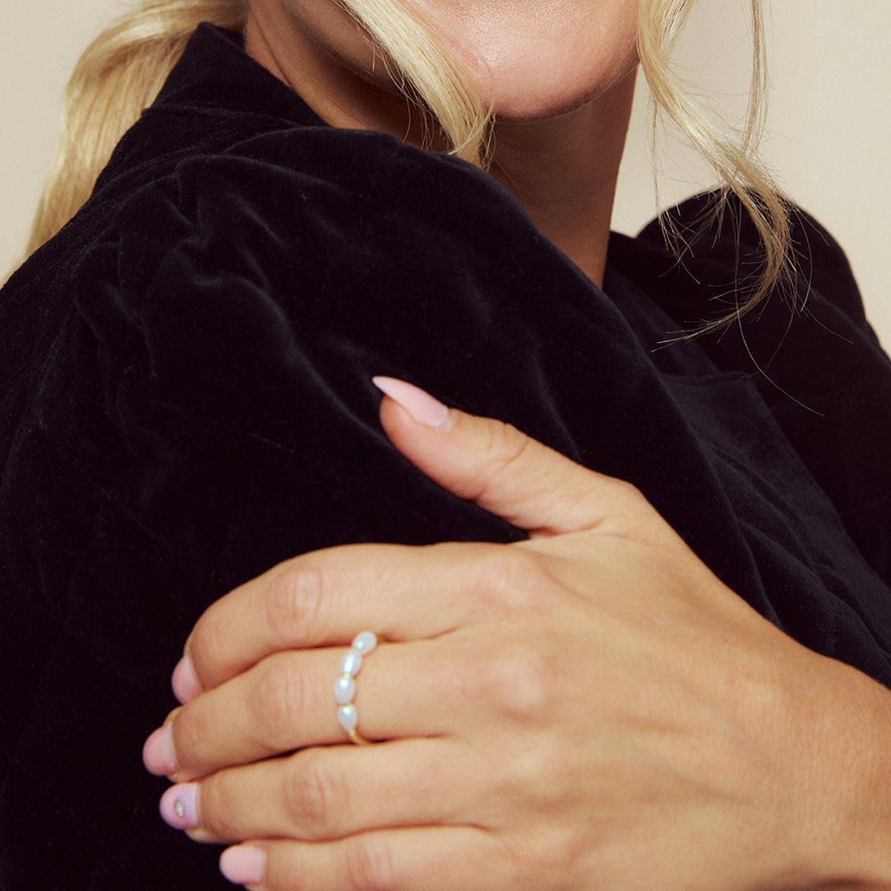 Engledråper ring i forgyllt sølv