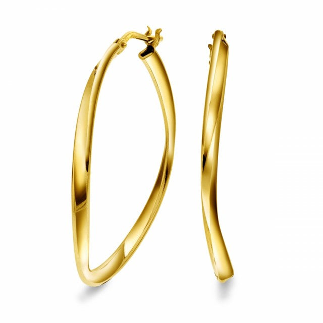 Øreringer vridde i forgylt sølv, 35 mm