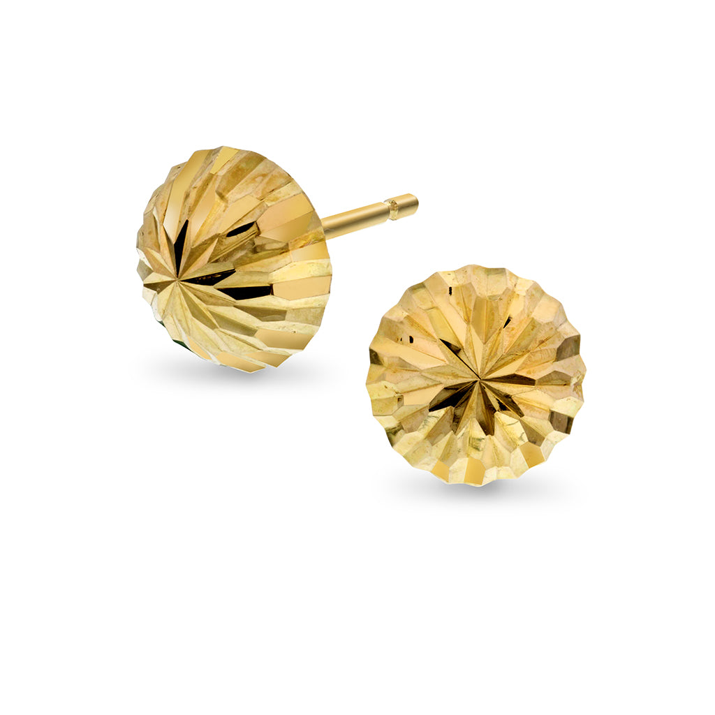 Øredobber i gull 7 mm, Halvkule