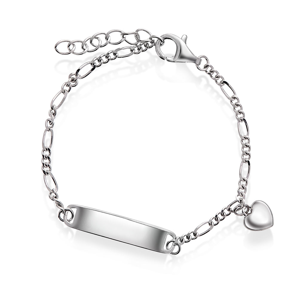 Prins & Prinsesse ID-armbånd i sølv med hjerte