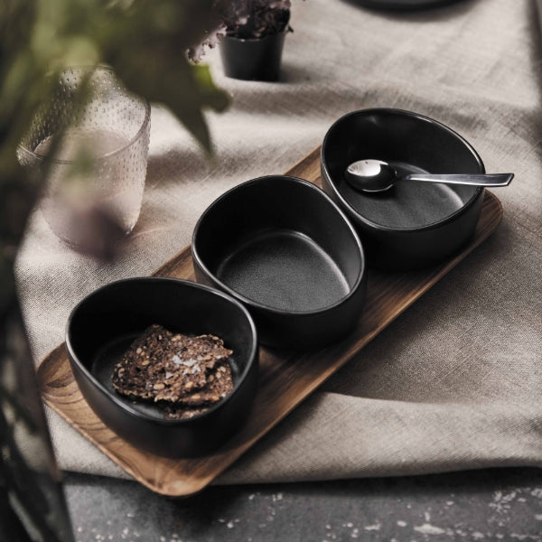 RAW ORGANIC SKÅLSETT MED TREBRETT, TITANIUM BLACK